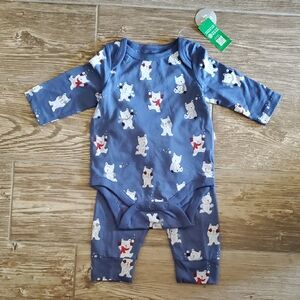 GAP Blue Pajama Set with Bear Print